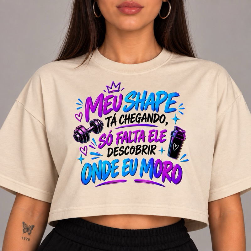 Camiseta Fitnes Academia Femenino 100% Algodão Cropped Oversized Gym Streetwear Lindo Macio Estiloso Frete Grátis