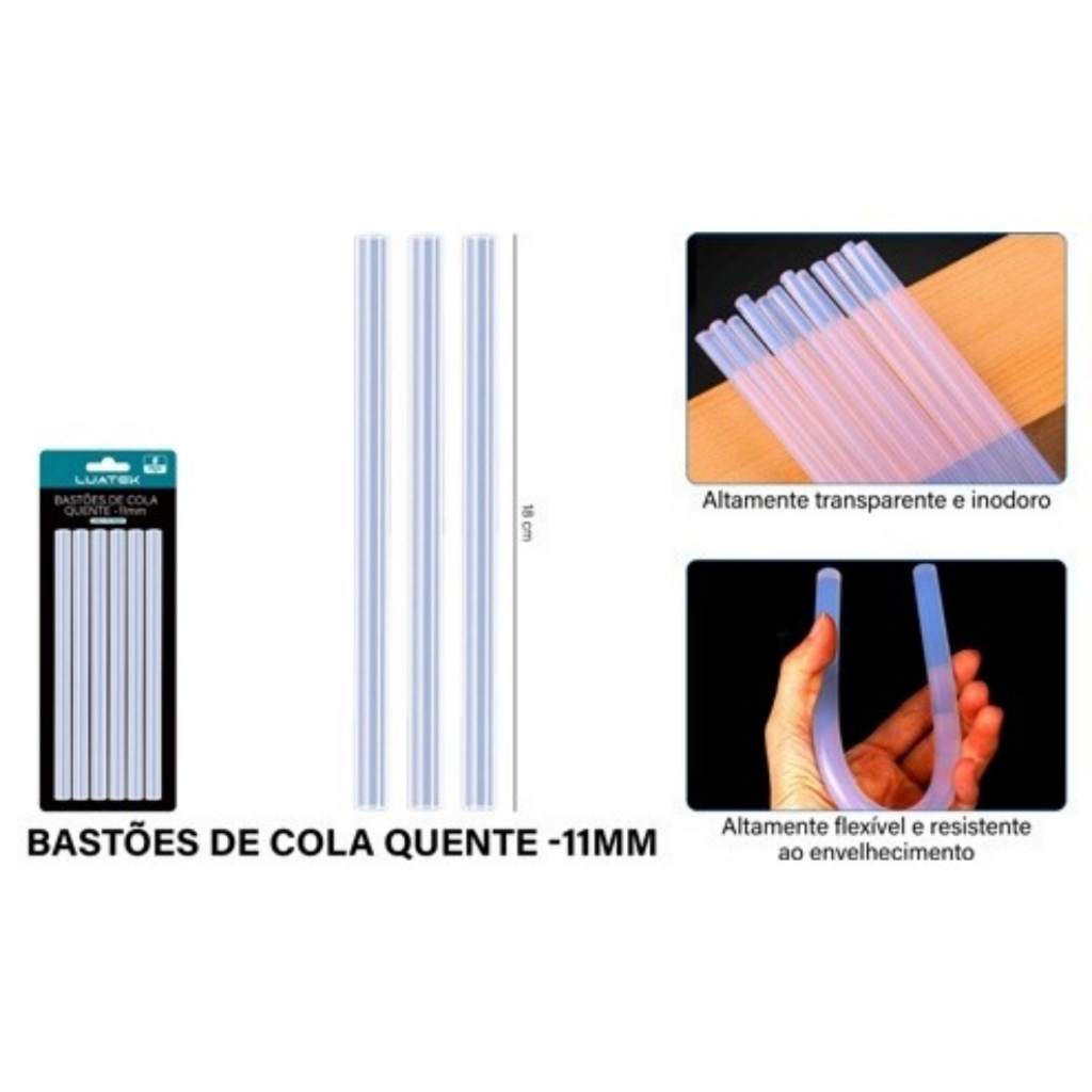 Bastão de Cola Quente Silicone Transparente Refil para Artesanato e Reparos 7mm/11mm Premium · foto 2