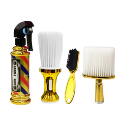 Kit Dourado Borrifador + 2 Espanadores + Escovinha Barbeiro