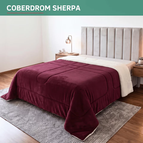 Coberdrom Solteiro, Casal, Queen E King Edredom Sherpa Dupla Face Extra Macio Resistente Premium