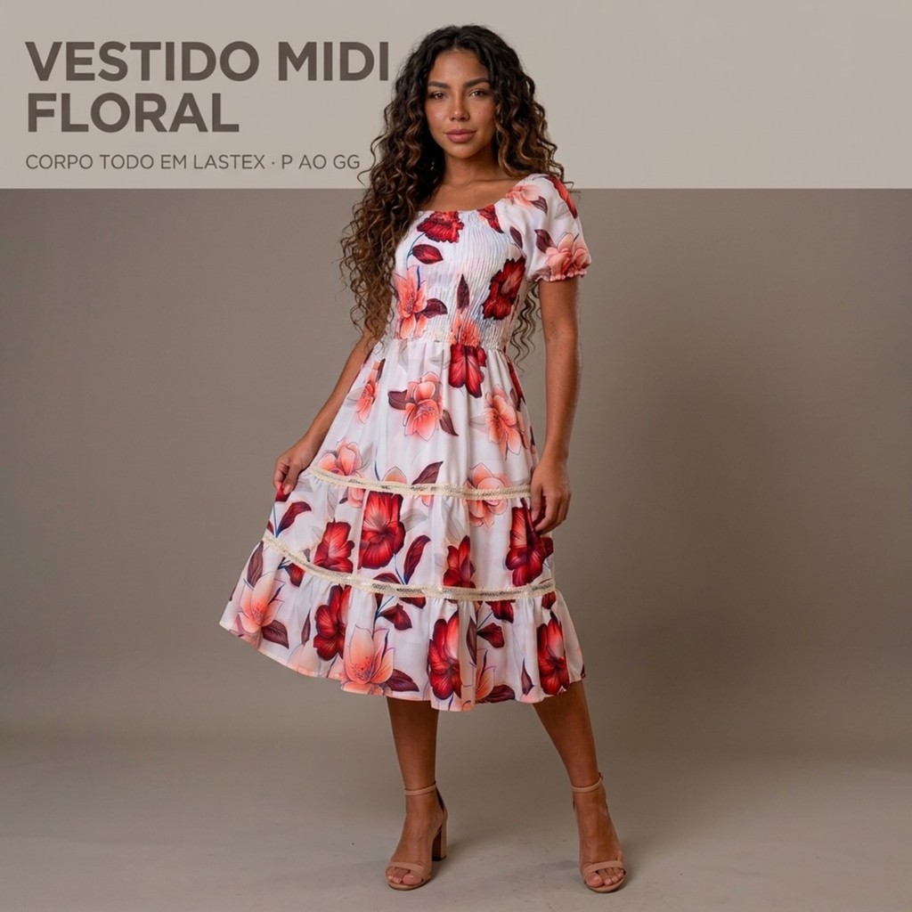Vestido Feminino Estampados Casual Leve Elegante Ajuste Perfeito Versátil Festa
