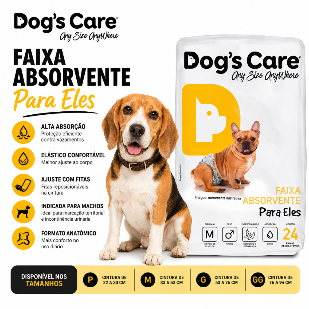 Fralda Descartável para Cachorro Macho Fralda Higiênica cães Dogs Care pet Fraldas p/ cachorrinhos