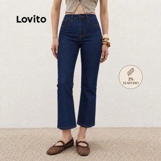 Lovito Calça Boot Cropped Jeans Lavagem Escura Moda Feminina JNB1130BRL1160