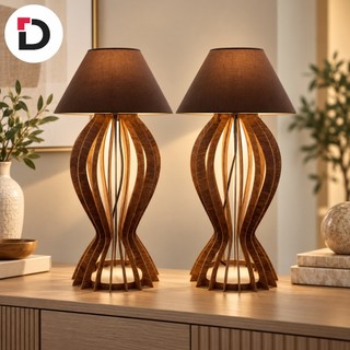 Abajur troféu KIT COM 2 UNIDADES Luminária em Mdf Cúpula EM VARIAS CORES Quarto Cozinha e Salas