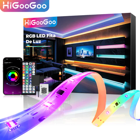 HiGooGoo 40M/960 LEDs Bivolt APP Controle Remoto Música Fita LED De Luz Com Fonte Decoração Casa Teto Controle 44 Teclas