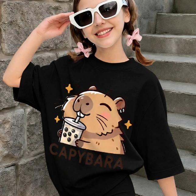 Blusa Capivara Estampada Feminina Camiseta 100% Algodão Macia Confortável Tecido de Qualidade ENVIO IMEDIATO