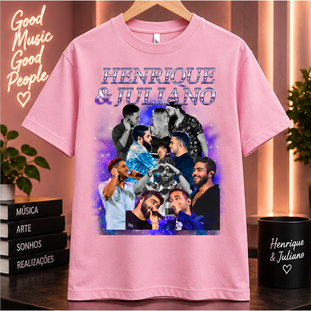 Camiseta Henrique & Juliano Sertanejo Estampada 100% Algodão Manga Curt — imagem 2 de 2