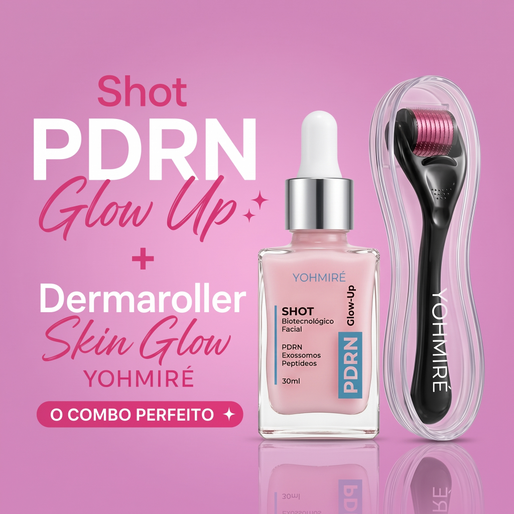 Kit Shot PDRN + Dermaroller - Sérum PDRN do DNA do Salmão com Peptídeos e Exossomos - Microagulhamento k-Beauty