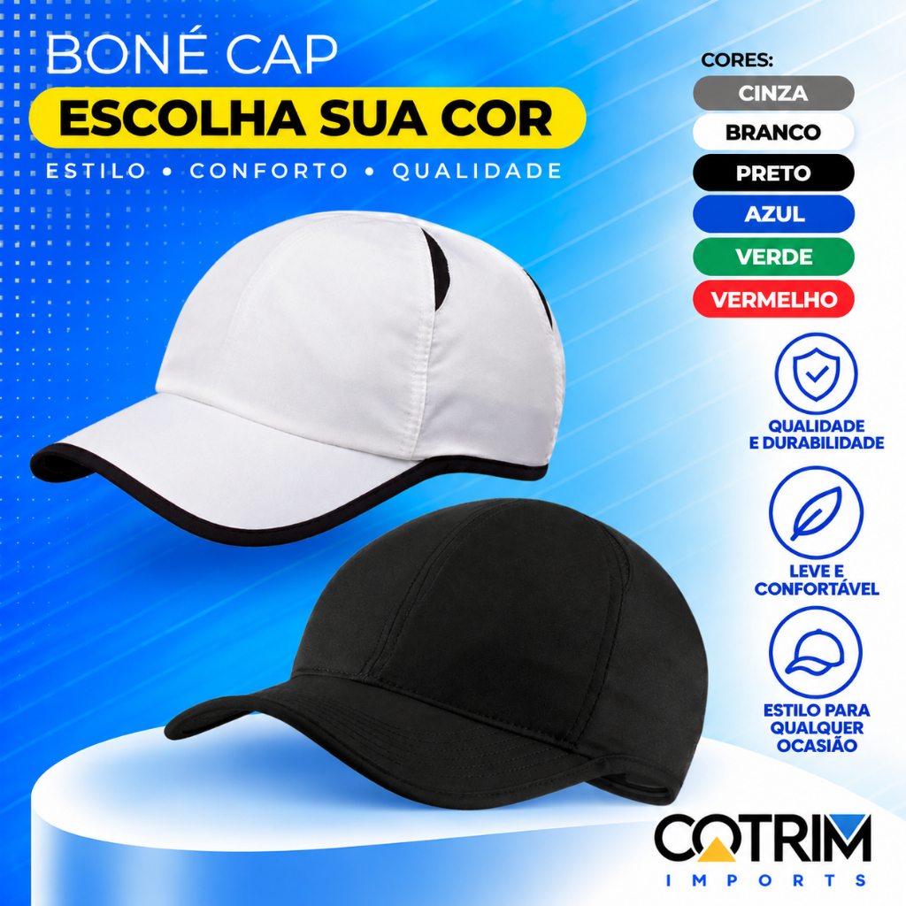 Boné Esportivo Liso Básico Com Aba Curva Dri Fit Unissex Para Corrida, Caminhada, Ciclismo