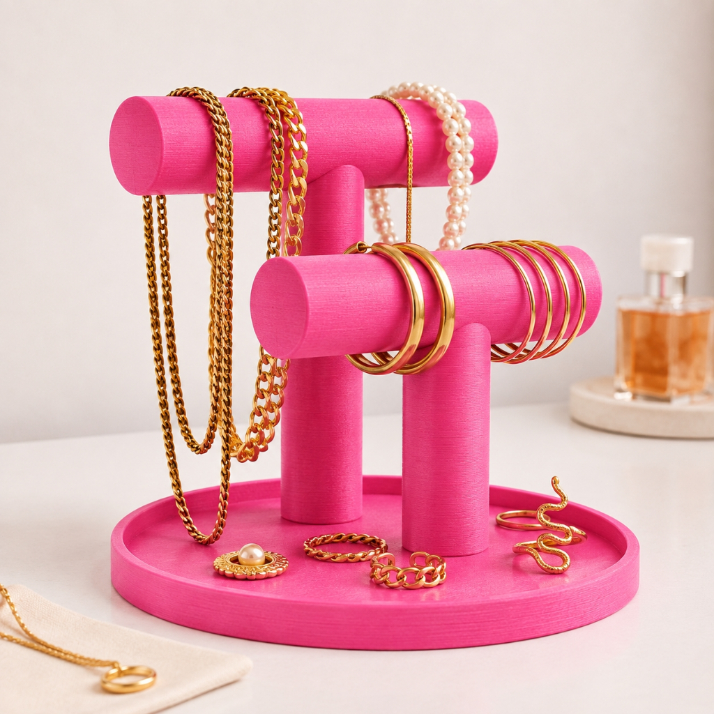Suporte Porta Joias Organizador Bijuterias Colares Pulseiras Anéis Relógios Luxo Mesa Decorativo