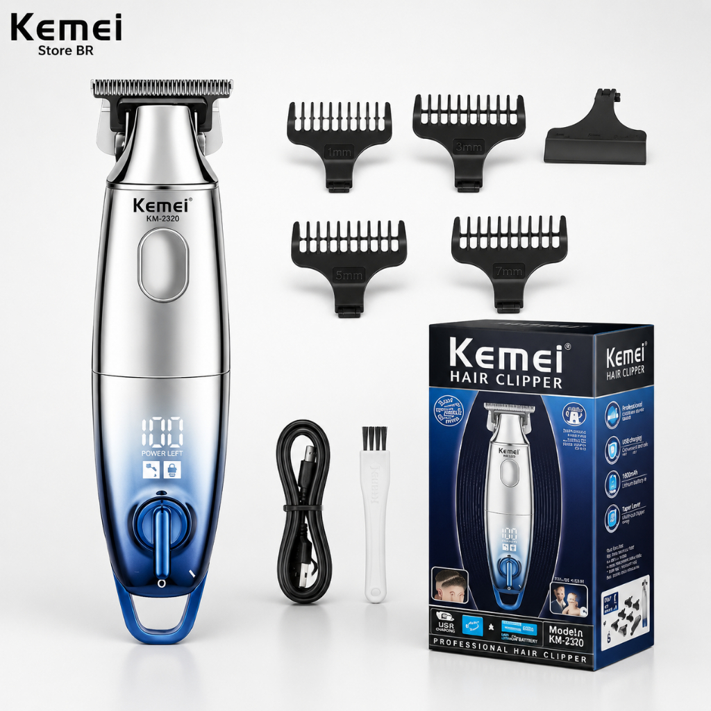 Kemei-Aparador de pêlos profissional para homens, cortador de barba elétrico, KM- 3230