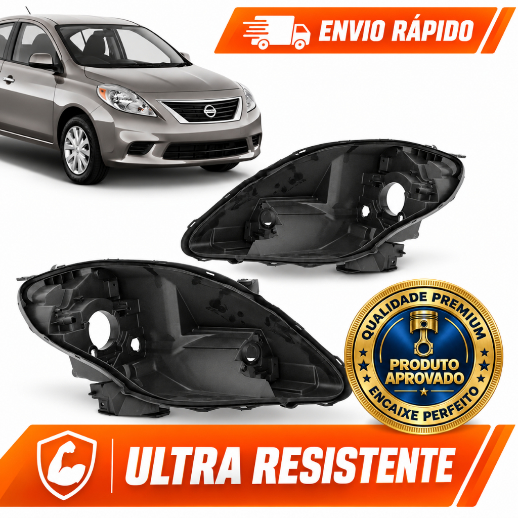Par Carcaça Farol Nissan Versa 2011 2012 2013 2014