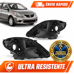 Par Carcaça Farol Nissan Versa 2011 2012 2013 2014