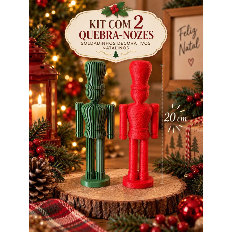 Decoração  de Natal Minimalista  |Kit com 2 Quebra-Nozes / Bonecos de Chumbo/ Árvore de Natal