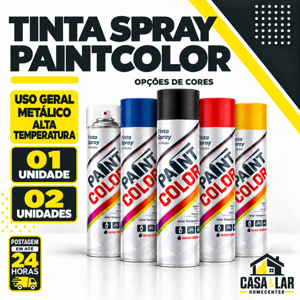 Tinta Spray Uso Geral Metalica Alta Temp 350ML 400ML Paintcolor