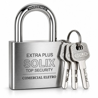 Cadeado Profissional Solix Chave Atomica 70mm Proteção Antifurto Para Armazem Estoque Almoxarifado