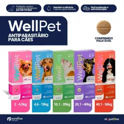 Antipulgas WellPet Antiparasitário Todos Tamanhos para Cães Sabor Atrativo Ourofino