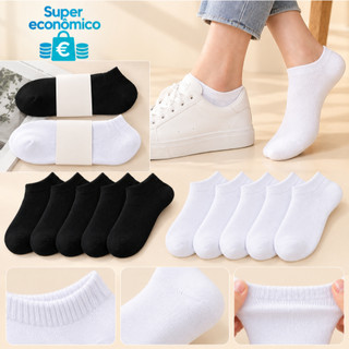 6-12 Pares 35-40 Meias Femininas Cano Baixo Algodão Respirável Confortável Invisível Branco Preto Casual Esportiva Tama