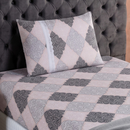Jogo De Cama Solteiro Estampado Malha 100% Algodão 2 Peças Lençol Com Elástico E Fronha Com Zíper Várias Estampas