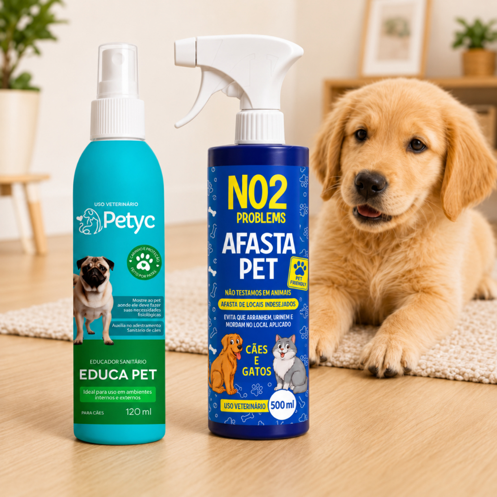 Kit Adestrador Afasta Pet NO2Problems + Educador Sanitário Pet Petyc Spray Canino Atrativo Olfativo Repelente