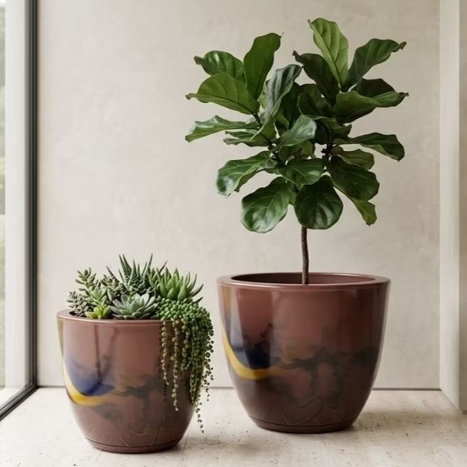 Kit 2 Vasos De Planta Moderno Para Escritório, Jardim , Casa e Empresas Versão Luxo || Bojo Liso 1 e 2 ||