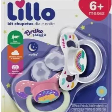 Kit 2 Chupetas Dia e Noite Brilha no Escuro 6m+ Lilás Lillo
