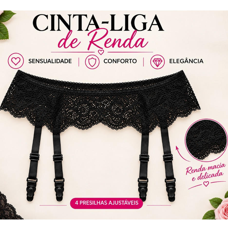 Cinta Liga De Renda Sexy Com Presilhas Para Meia ou Perneira Espartilho Lingerie CintaLiga luxo sinta liga