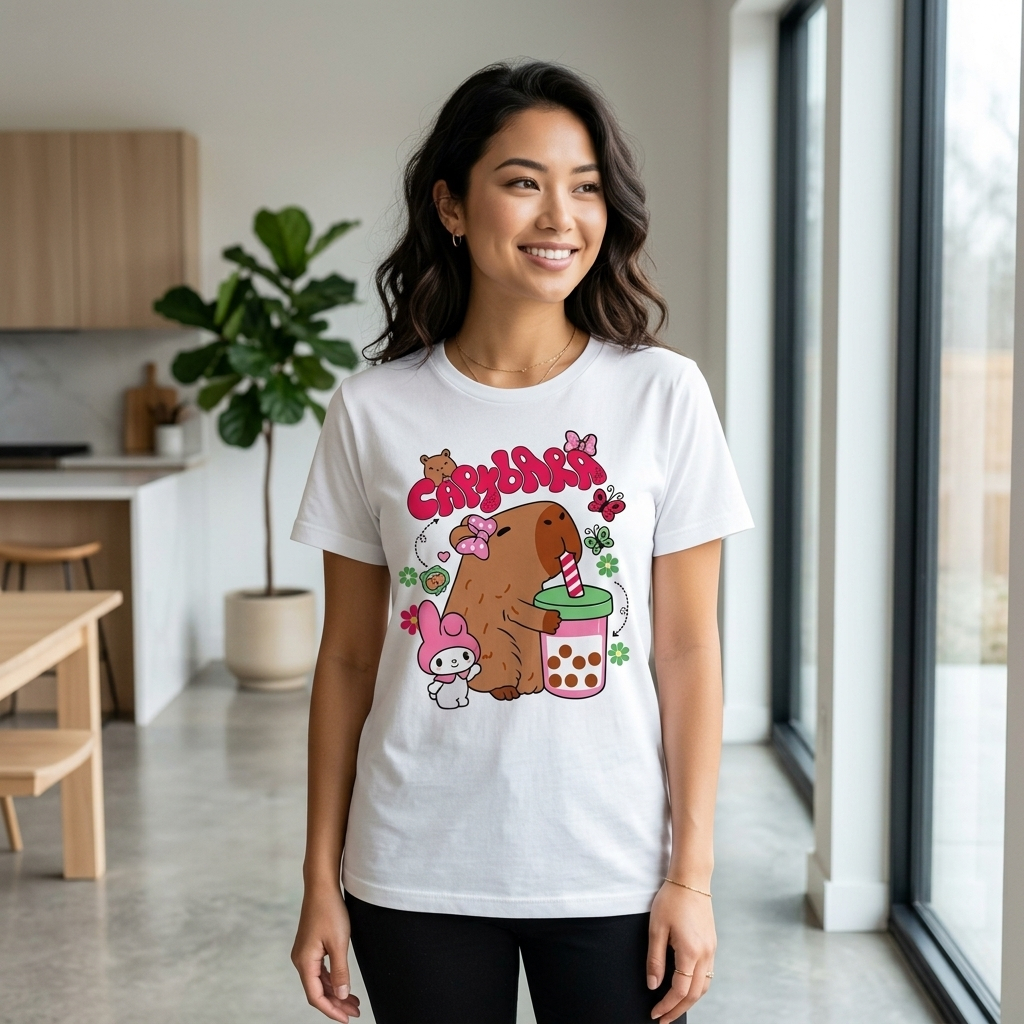 Camiseta Blusa Feminino Tshirt 100% Algodão CAPIVARA Estilosa Super confortável, Linda e Envio Rá