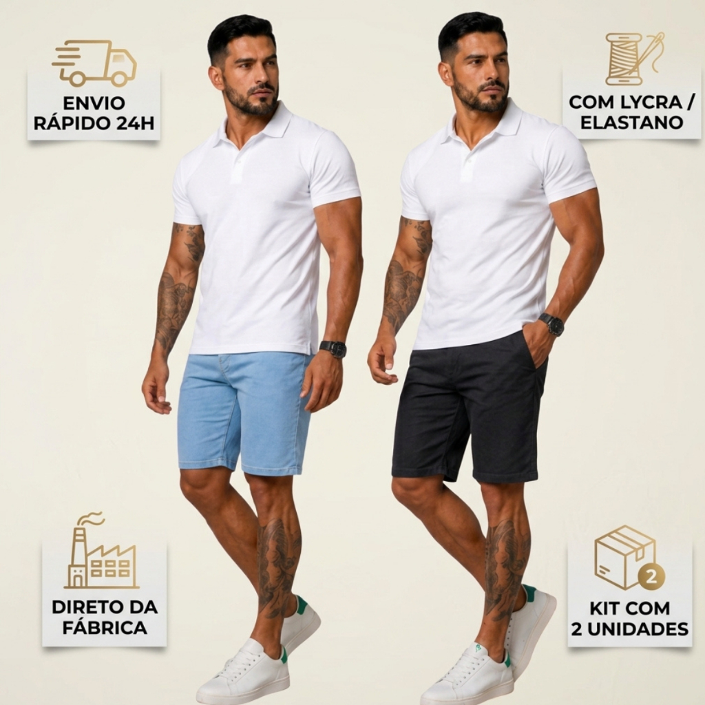 Kit 2 Bermudas Jeans Masculinas Premium Com Elastano Lycra Kit Casual Short Masculino Do 36 Ao 48 Promocao Envio Rapido