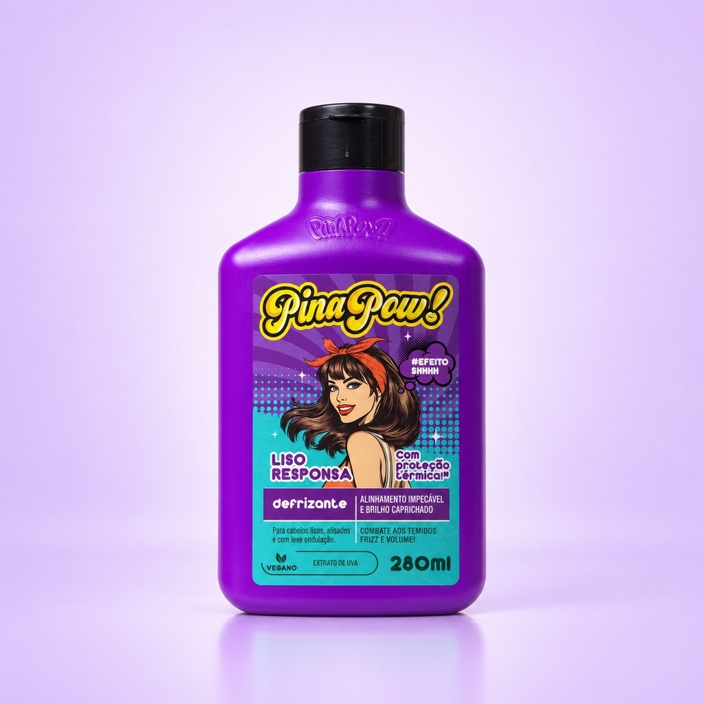 Defrizante Pinapow Liso Responsa 280ml | Antifrizz | Proteção Térmica, Alinhamento e Brilho para Cabelos Lisos