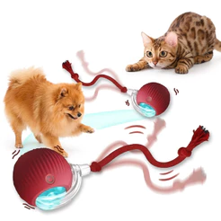 Bola Interativa Automática Pet Cães Gatos Recarregável USB Brinquedo Elétrico Inteligente com Cauda