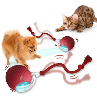 Bola Interativa Automática Pet Cães Gatos Recarregável USB Brinquedo Elétrico Inteligente com Cauda