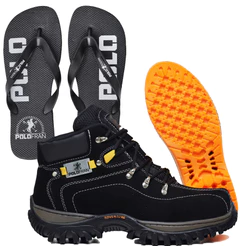 Kit Bota Adventure Botina Polo Fran Masculina + Palmilha gel + Chinelo