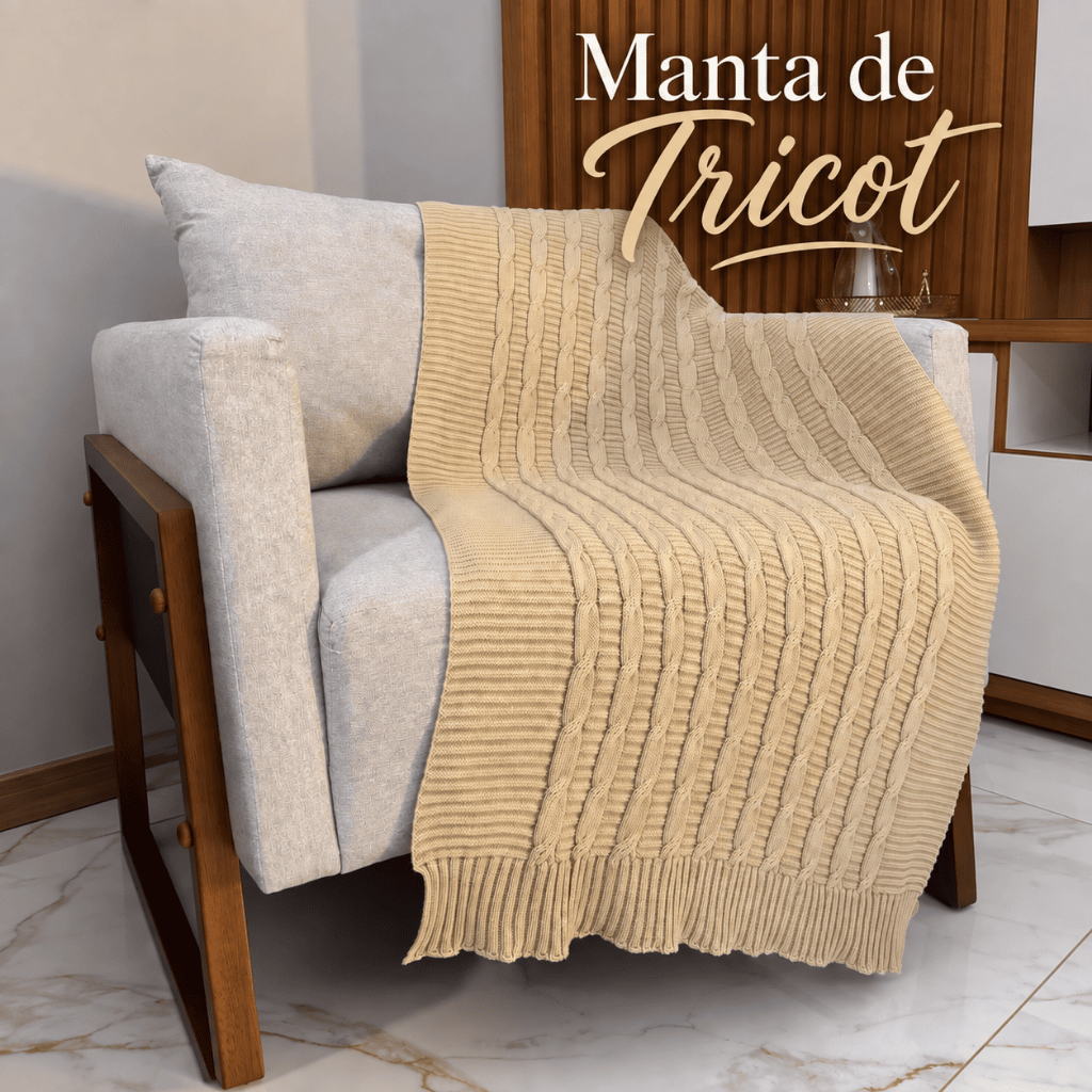 Manta Peseira de Tricô para Sofá e Cama Trançada Decorativa Confortável Manta Poltrona Tricot