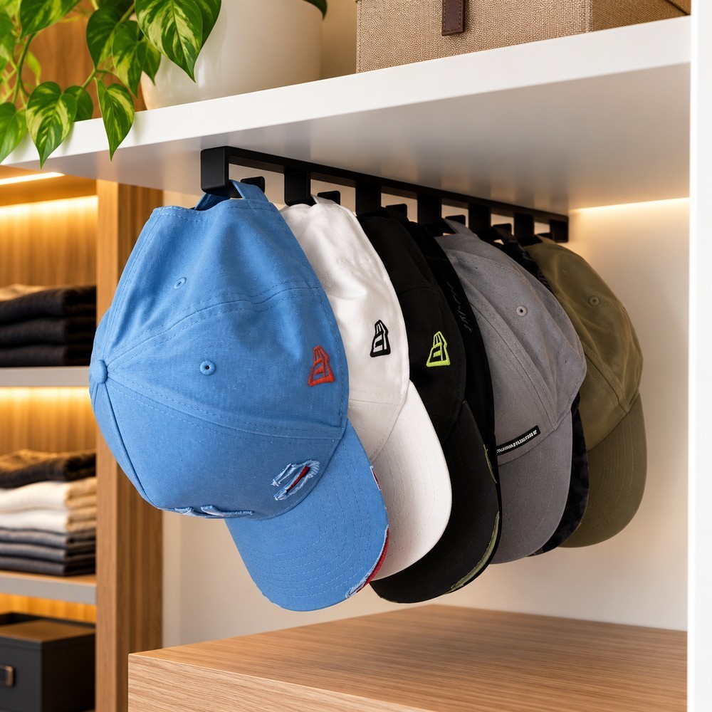 Suporte Organizador Para Bonés Cabide Adesivo Para Guarda-Roupa Sem Furar