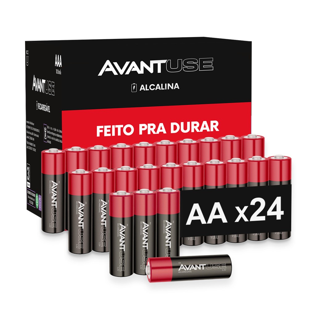 kit 24 Pilhas Alcalina Pequena AA 1.5v 2A Cod: 408000017-12 Avant Use