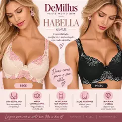 Sutiã com Bojo e Renda Contrastante Habella DeMillus 65431