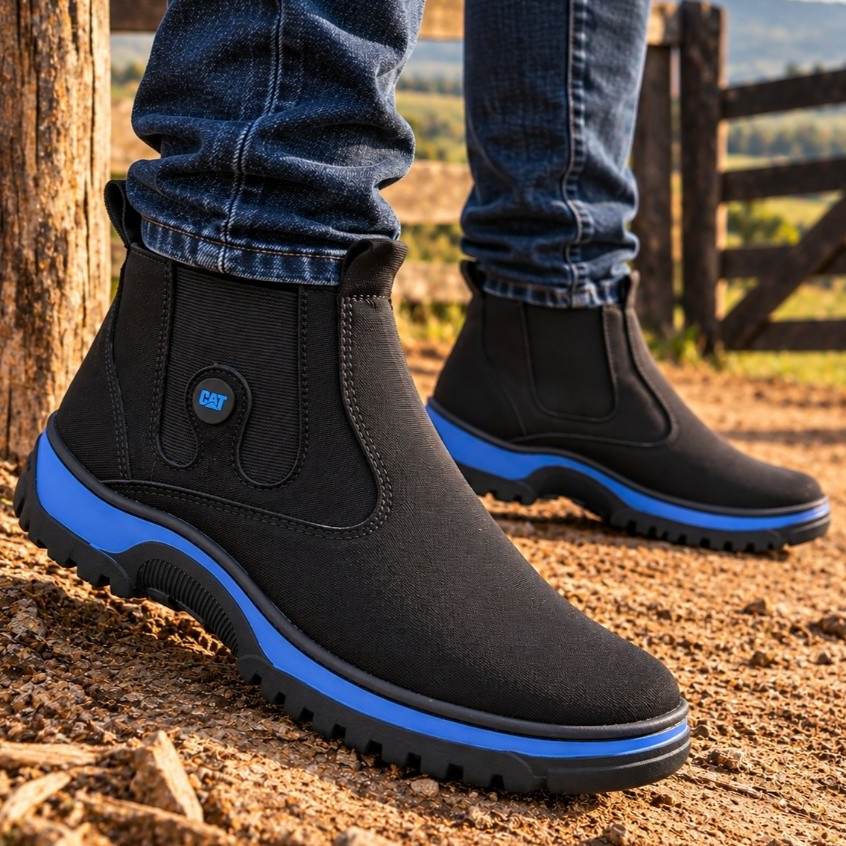 Botina Masculina de Trabalho Bota Texana Antiderrapante Cano Curto Reforçada Confortável