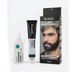 Kit Tintura Para Barba e Bigode Beautify Pro Preto 50g Sem Amônia e PPD