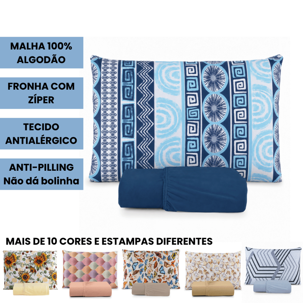 Jogo De Lençol Solteiro 2 Peças Malha 100% Algodão Com Elástico Fronha Estampada Para Cama