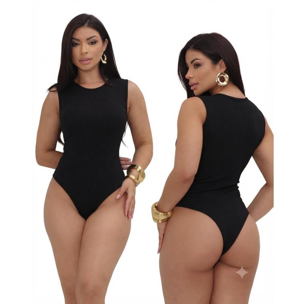 Body Feminino Regata Canelado Gola Redonda Com Forro Duplo Moda Basica Confortavel P M G GG