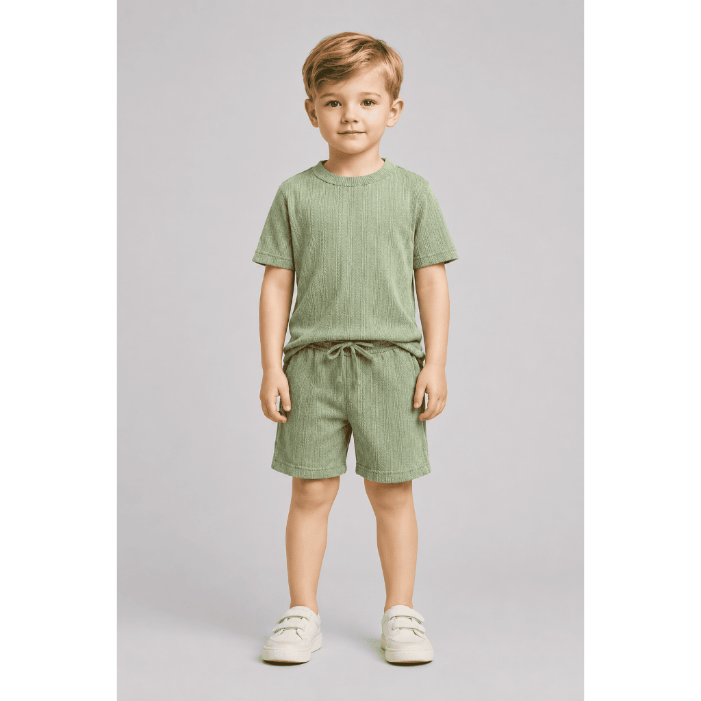 Conjunto Infantil Menino Blusa E Shorts Criança Conjuntinho Roupa De Verão Malha Confortavel