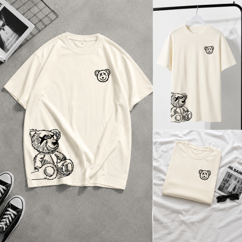 Camiseta Unissex Urso Style, , Camiseta Premium Urso, Ursinho Estampado Streetwear Casual  Unissex