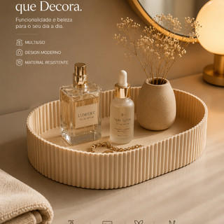 Bandeja Organizadora Multiuso Porta Joias Perfumes Maquiagem Decorativa Oval Minimalista p/ Quarto Banheiro Penteadeira