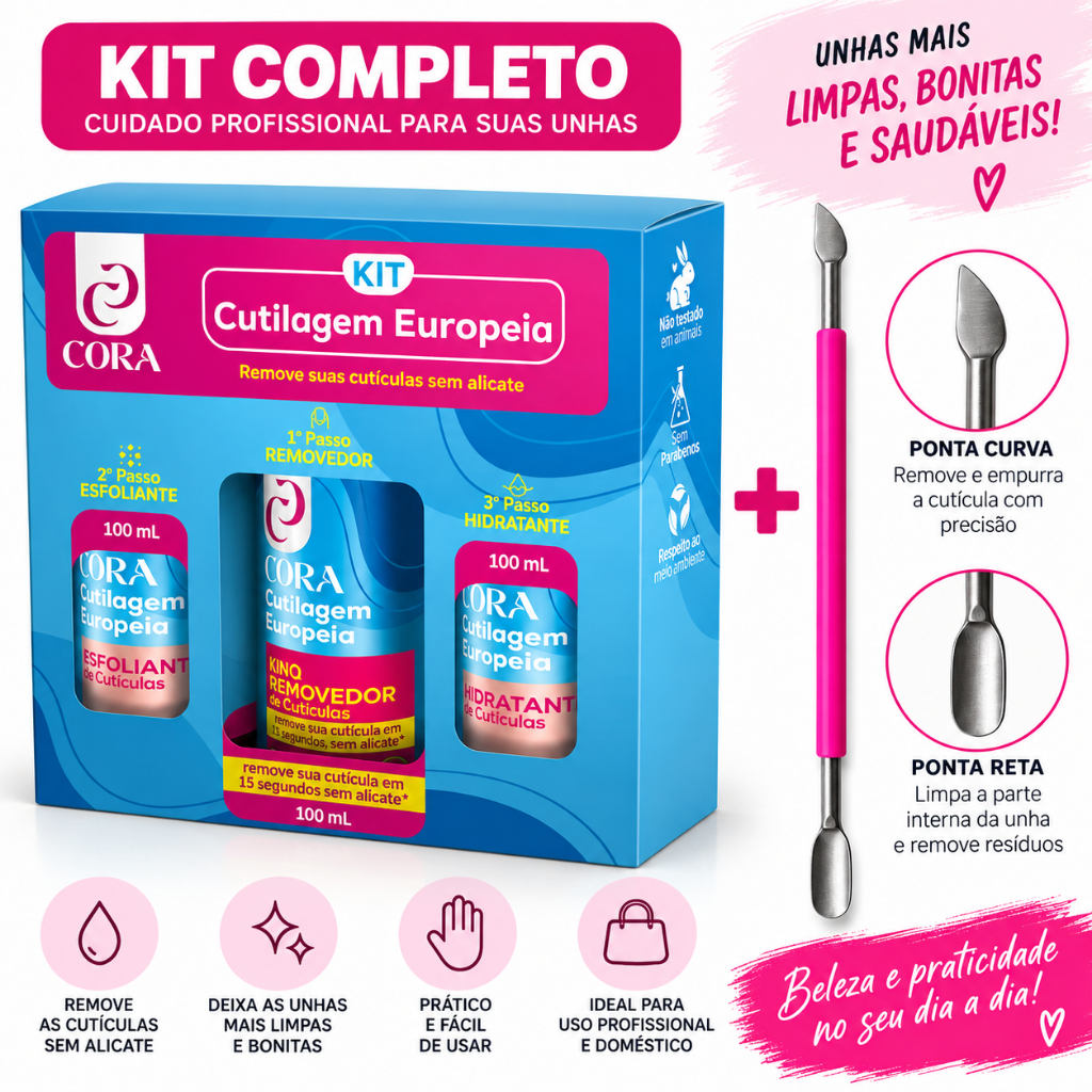 Kit Cutilagem Europeia Cora Gel, Cravo e Karité, Empurrador
