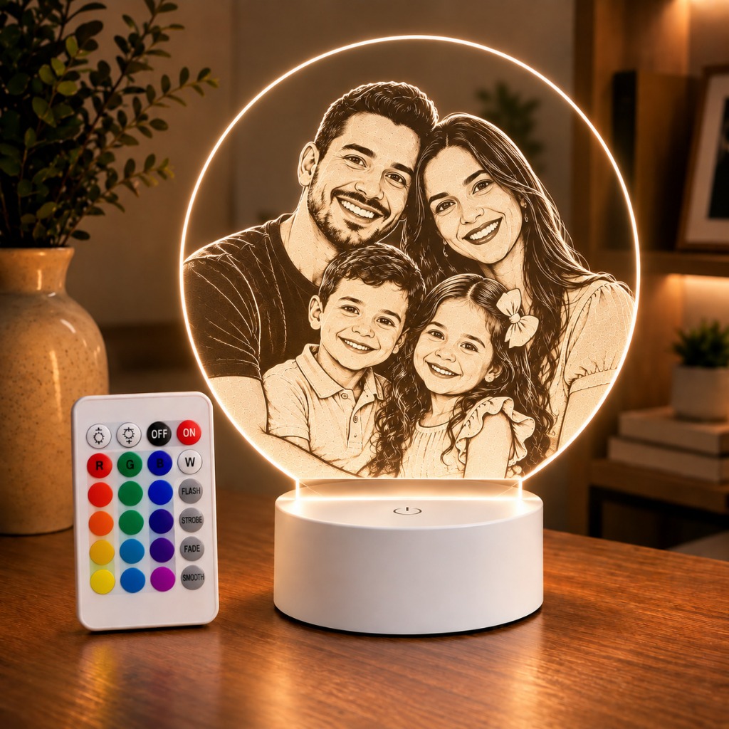 Luminária LED Personalizada Decoração Presente Foto Família Pai Mãe Namorado Multicores Criativo