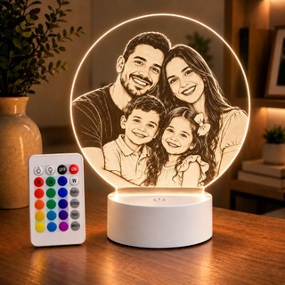 Luminária LED Personalizada Decoração Presente Foto Família Pai Mãe Namorado Multicores Criativo