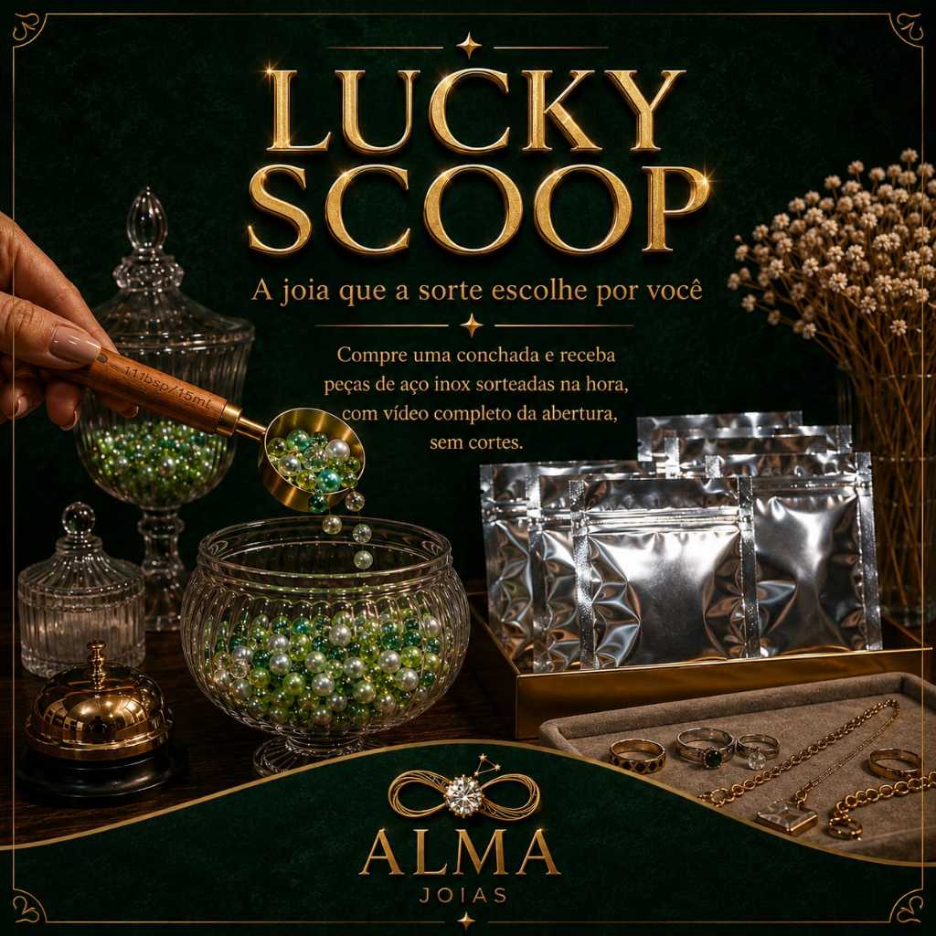 Lucky Scoop Alma Joias Caixa Surpresa Aço Inoxidável Sorteada na Hora Colar Anel Brinco Pulseira