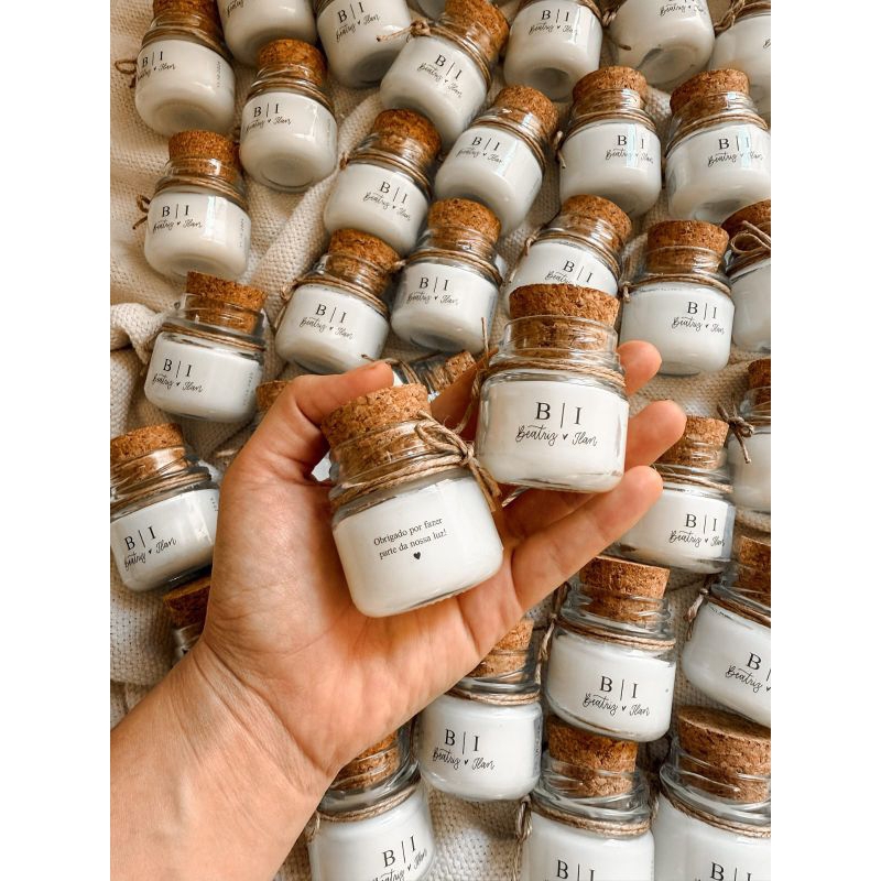 Kit 40 Mini Velas Aromáticas Veganas Personalizadas Lembrancinhas Elegantes Eventos Casamentos Aniversários Festas
