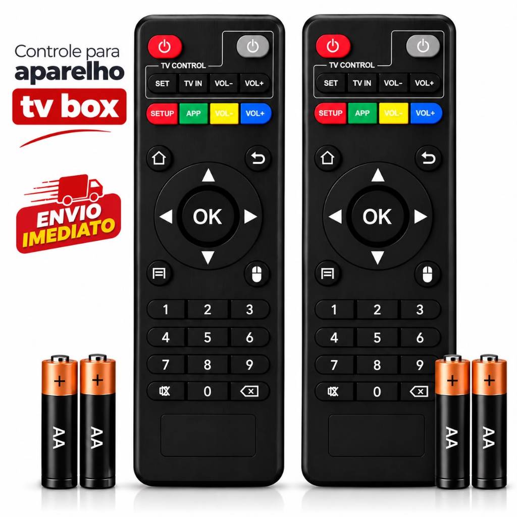 Controle Remoto Para Aparelho Tv Box Botões Inteligentes Aparelho Completo Com 2 Pilhas de Brinde